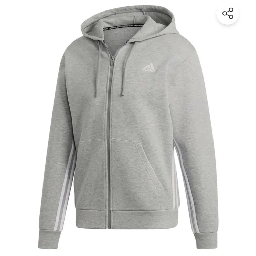 Adidas Heather Gray Zip-Up Hoodie size medium